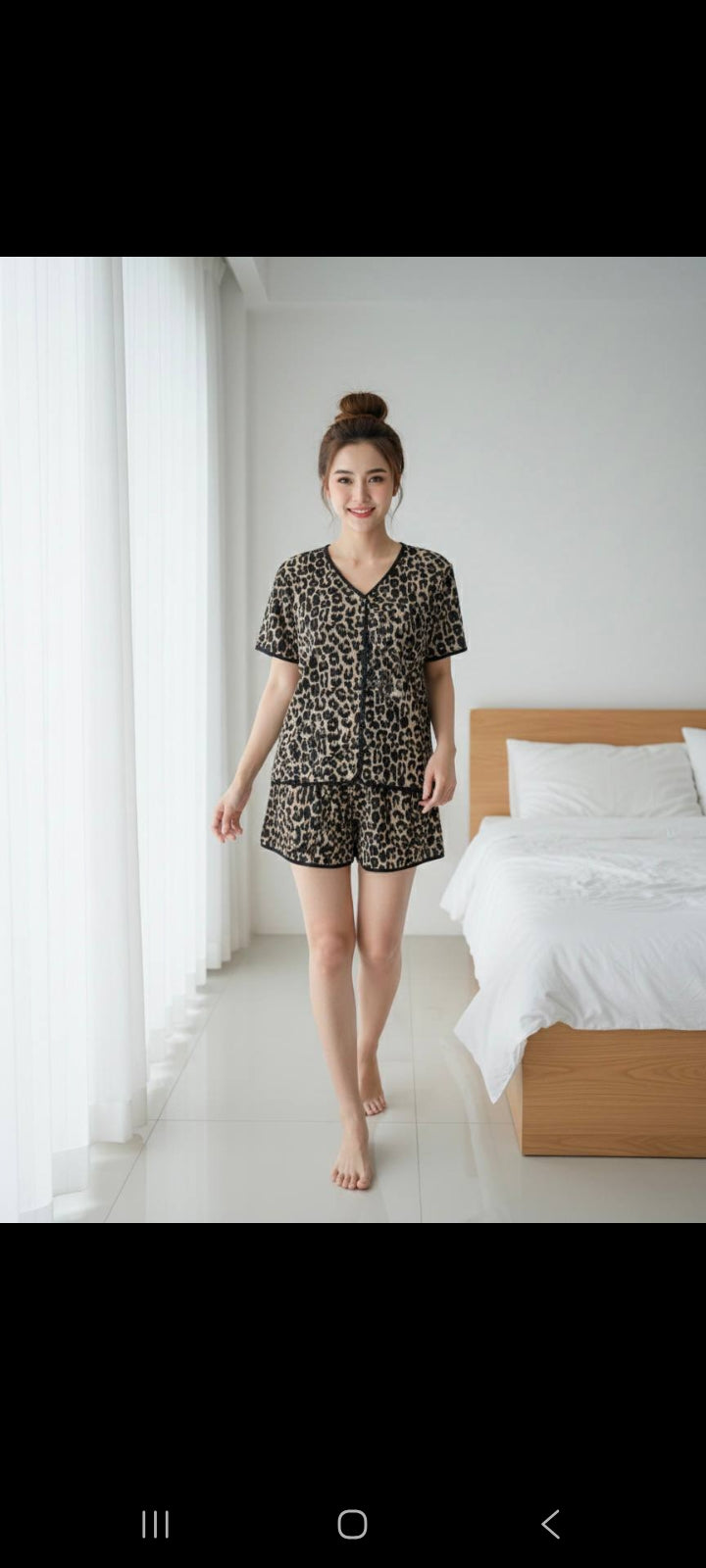 3-Piece Women’s Pajama Set, Leopard Print  – Soft Cotton Lounge & Sleepwear Set