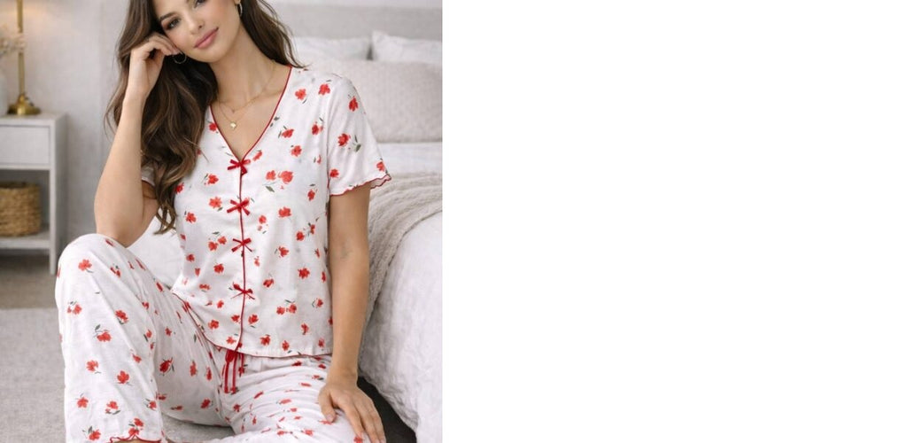 Women’s Floral Print 2-Piece Pajama Set – Soft Short Sleeve Lounge & Sleepwear