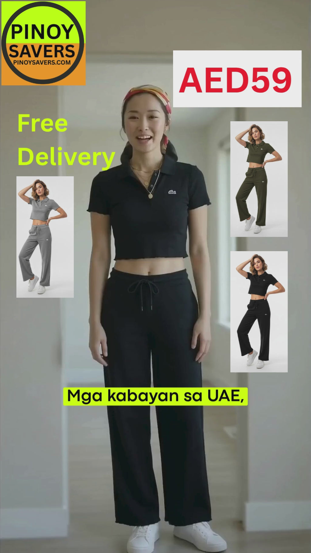 Women’s 2-Piece Co-ord Terno Set – Elegant Minimalist Outfit (Black, Gray & Olive Green)